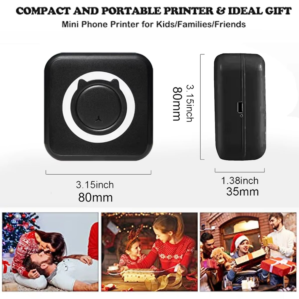 Mini Portable Thermal Printer Paper Photo Pocket Thermal Printer Printing Wireless BT Connect Printers 200Dpi Photo Lable